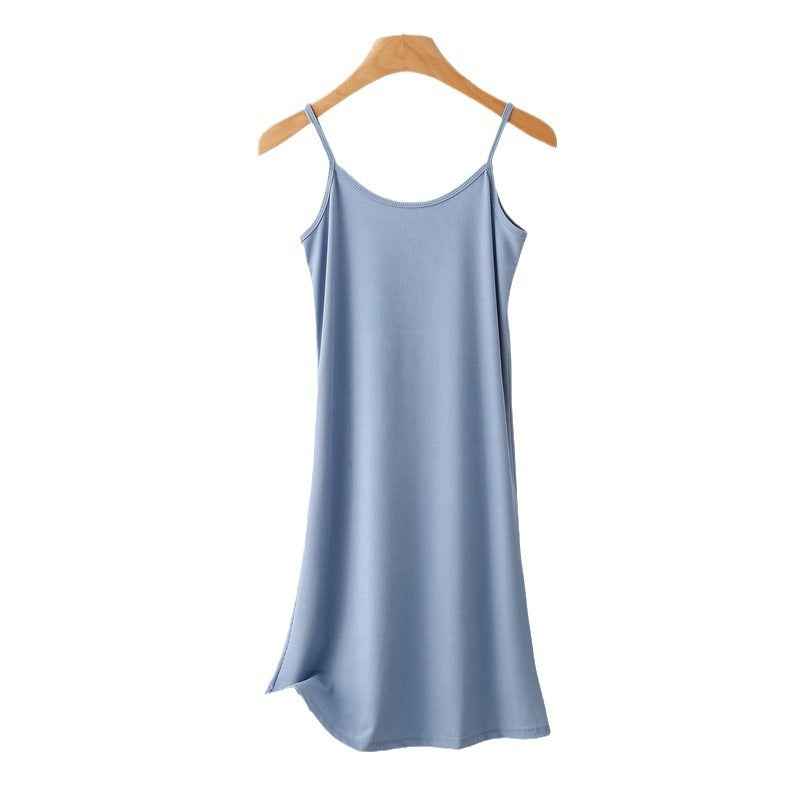 Women's outer-wear suspender skirt 2024 Summer thin ice silk dress loose inner bottoming skirt nightdress underskirt