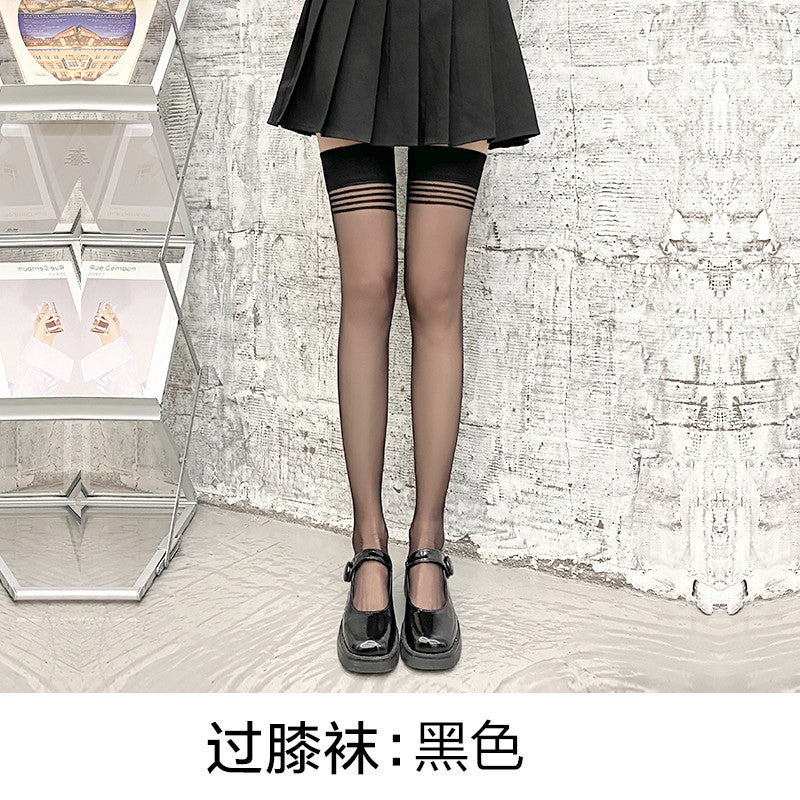 Guangzhou Baihui women's fishing net socks anti-hook silk thin love black silk long one-in-one socks European and American jk pantyhose wholesale