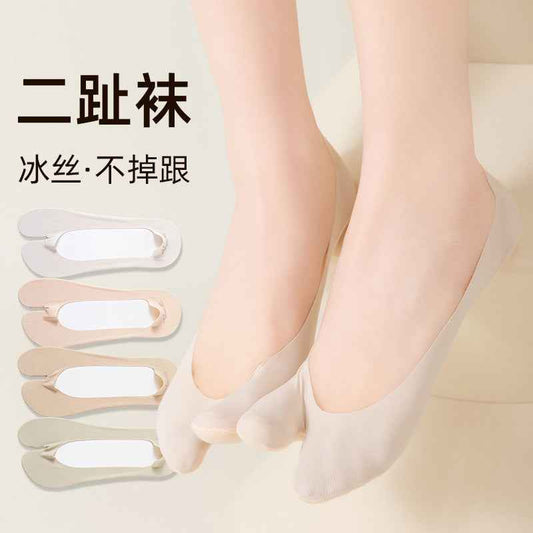 Two-toe socks for children in spring and summer shallow mouth invisible sweat-absorbent deodorant split-toe boat socks non-slip heel-resistant matching pig trotters shoes