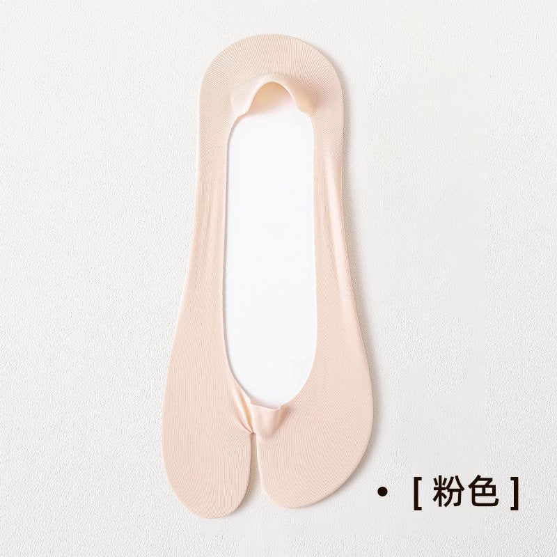 Split-Toe Socks, Summer Thin Boat Socks for Women, Non-Slip, No-Show, Cotton-Soled, Two-Toe Invisible Ice Silk Socks, Zhuji Socks Wholesale
