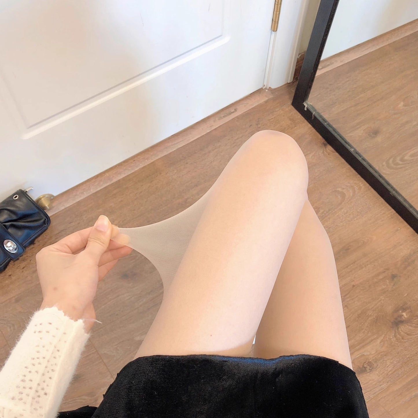 Jk Japanese-Style White Sheer Stockings for Women, Pure Desire Bare-Leg Artifact, Summer Thin Pineapple Stockings, Anti-Snag Black Pantyhose