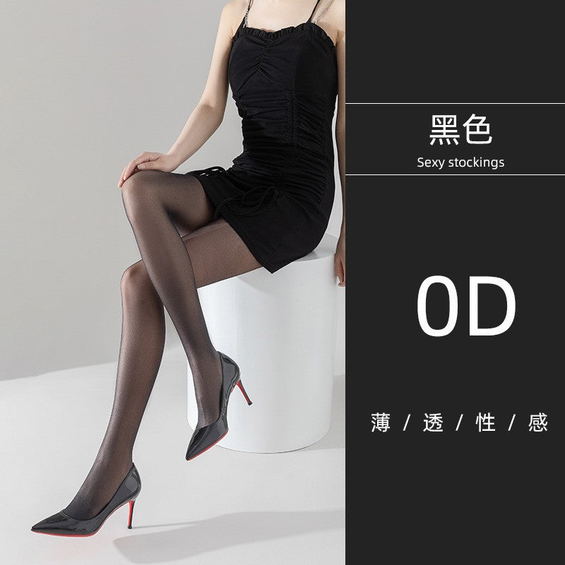 0D Black Silk Stockings Women's Spring and Summer Ultra-thin Black Silk Anti-hook Silk Ultra-transparent Naked Silk Stockings Nightclub Sexy Pantyhose