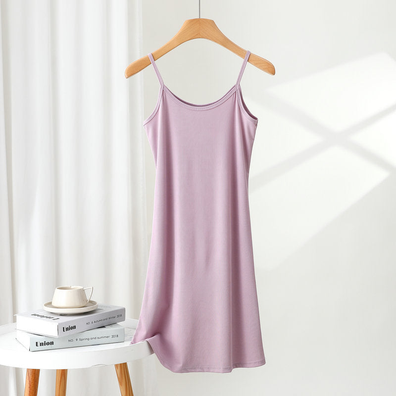 Women's outer-wear suspender skirt 2024 Summer thin ice silk dress loose inner bottoming skirt nightdress underskirt