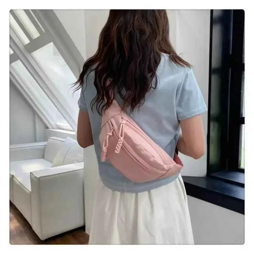 Women's Chest Bag Canvas Crossbody Bag Solid Color Women Sling Waist Pack Versatile Sports Solid Color Waterproof Hiking Bags