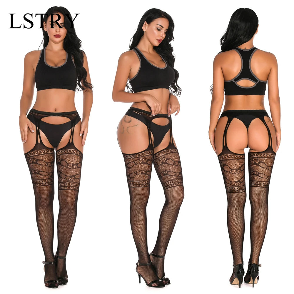 Plus Size Fishnet Pantyhose — Garter Belt Erotic Stockings & Lingerie