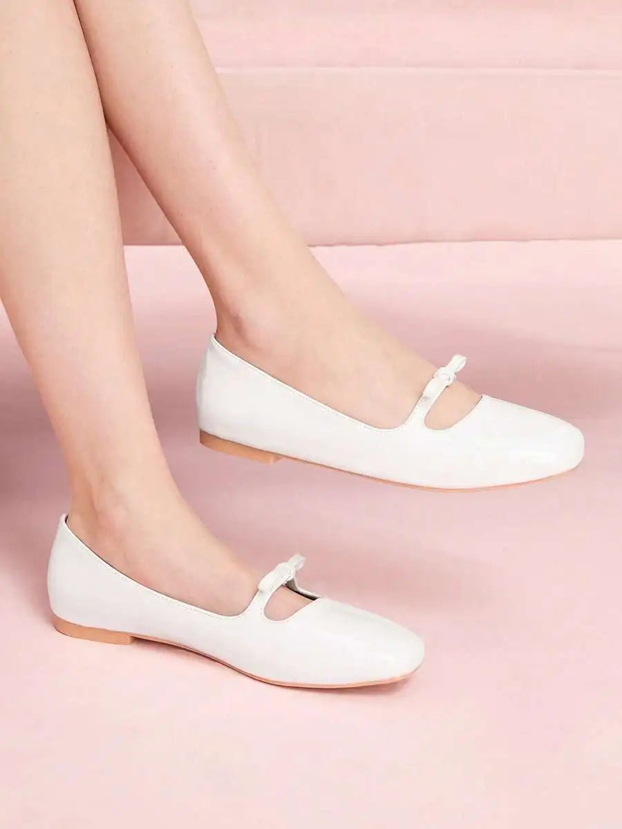 Women's Bow Ballerina Flats – Round Toe Slip-On Mary Jane Shoes for Casual, Commute & Party