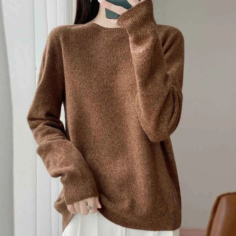 Women Cashmere Sweater 100% Merino Wool Pullover Autumn Winter O-Neck Jumper Basic Casual Knitwear Tops Solid Color Clothing