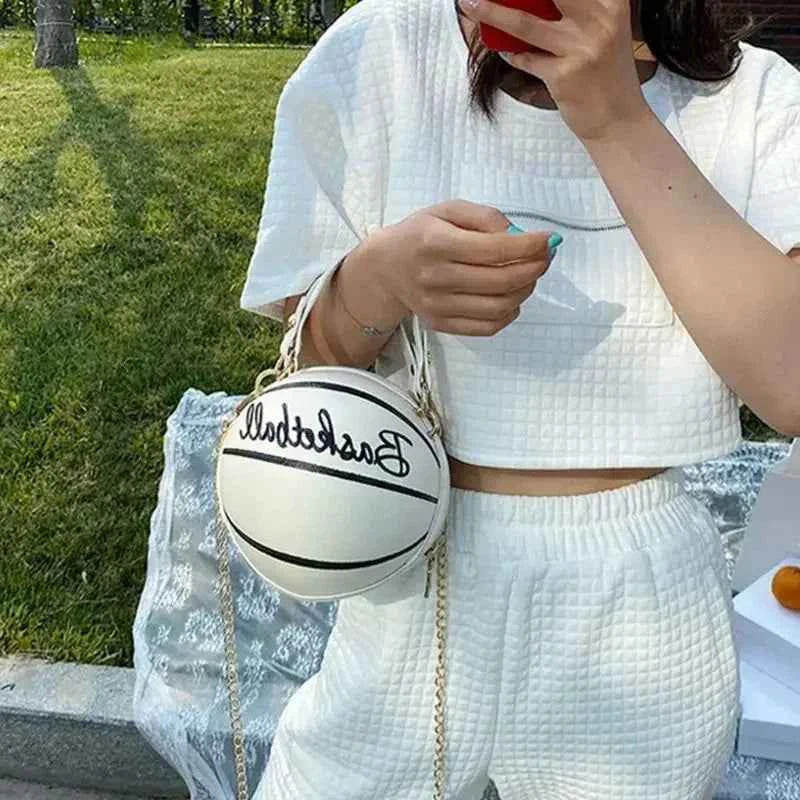 FashionableHigh End Personalized Basketball New Trendy Korean Version Simple Single Shoulder Crossbody Small Round Bag For Women
