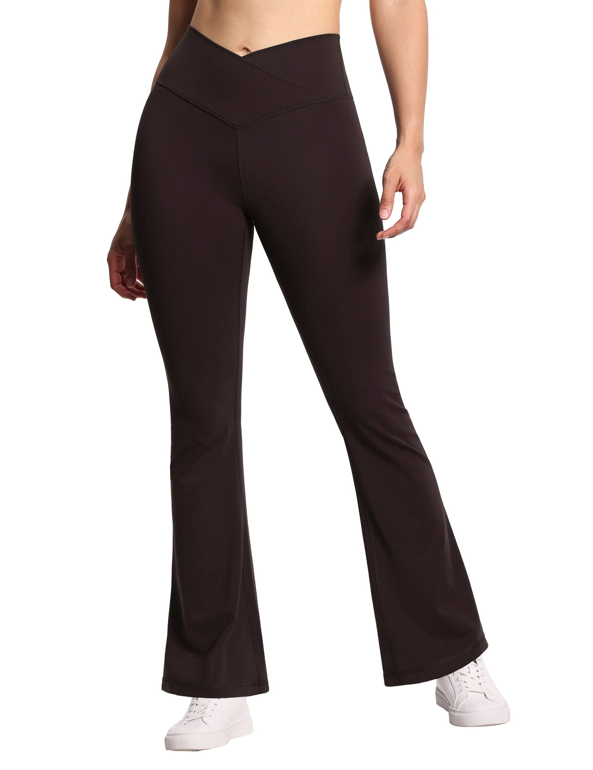 Women's Crossover High Waist Flare Leggings | Bootcut Yoga Pants with Tummy Control