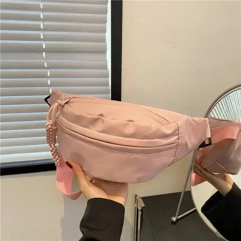 Women's Chest Bag Canvas Crossbody Bag Solid Color Women Sling Waist Pack Versatile Sports Solid Color Waterproof Hiking Bags