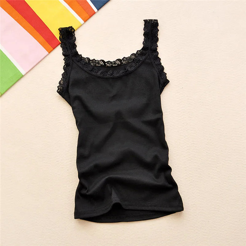 Women's Lace Cami Tank Top | Y2K Cropped Camisole | V-Neck Knit Sleeveless Top