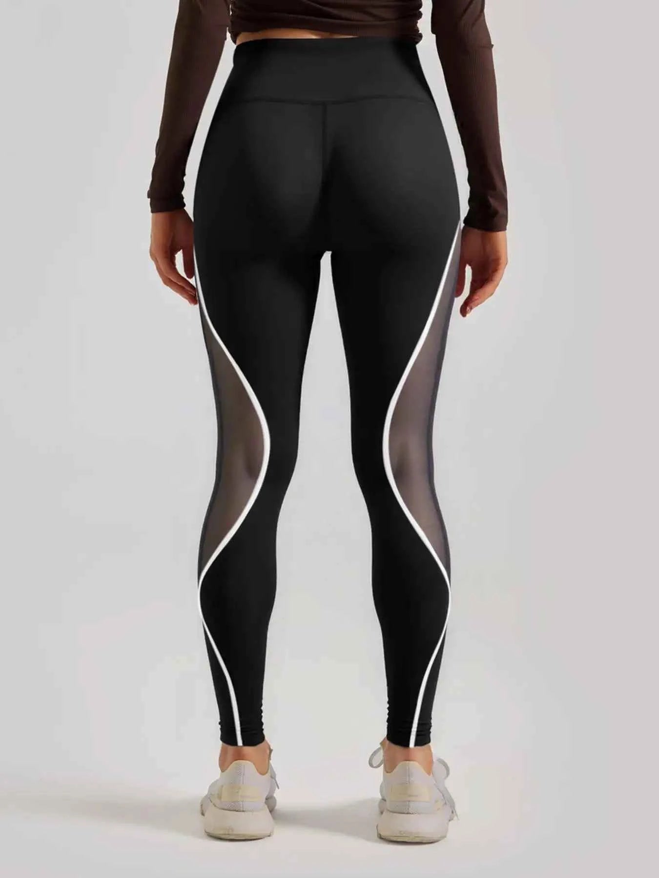 Women's Patchwork Side Mesh Sports Leggings, High Waist Yoga Leggings, Ladies Sportswear for Indoor Outdoor Wear