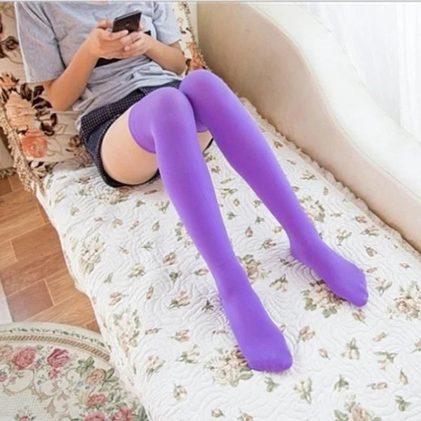 Lolita Over-Knee Stockings — Solid Color Warm Thigh High Socks