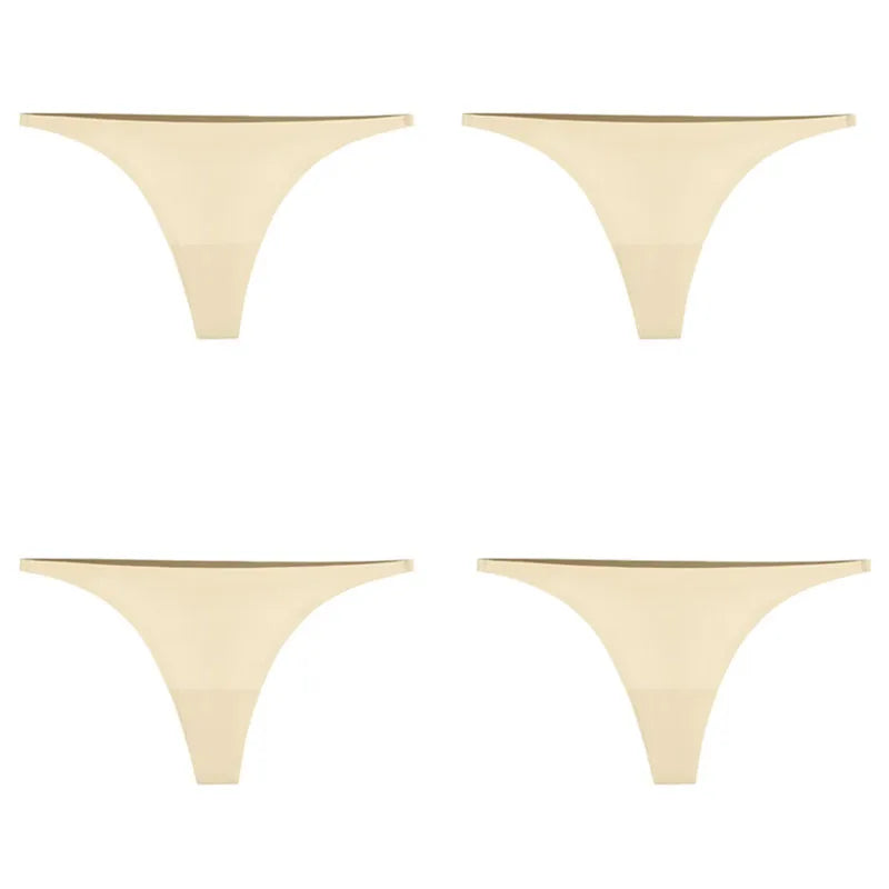 1/2/3/4/5pcs Sexy Panties Seamless Underwear For Women Ice Silk Strings Thin Waistband Thong Panties Woman Solid Mujer Tback