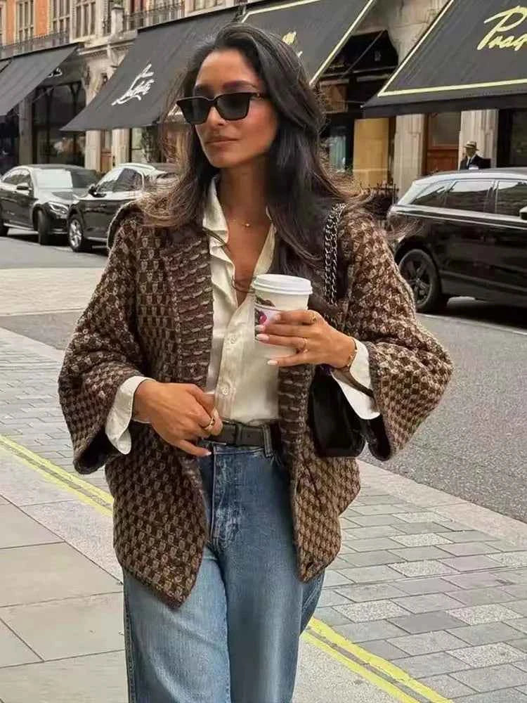 Chic Fashion Knitted Jackets for Women 2026 Autumn Winter Long Sleeve Single-Breasted Short Coats High Street Casual New Jackets