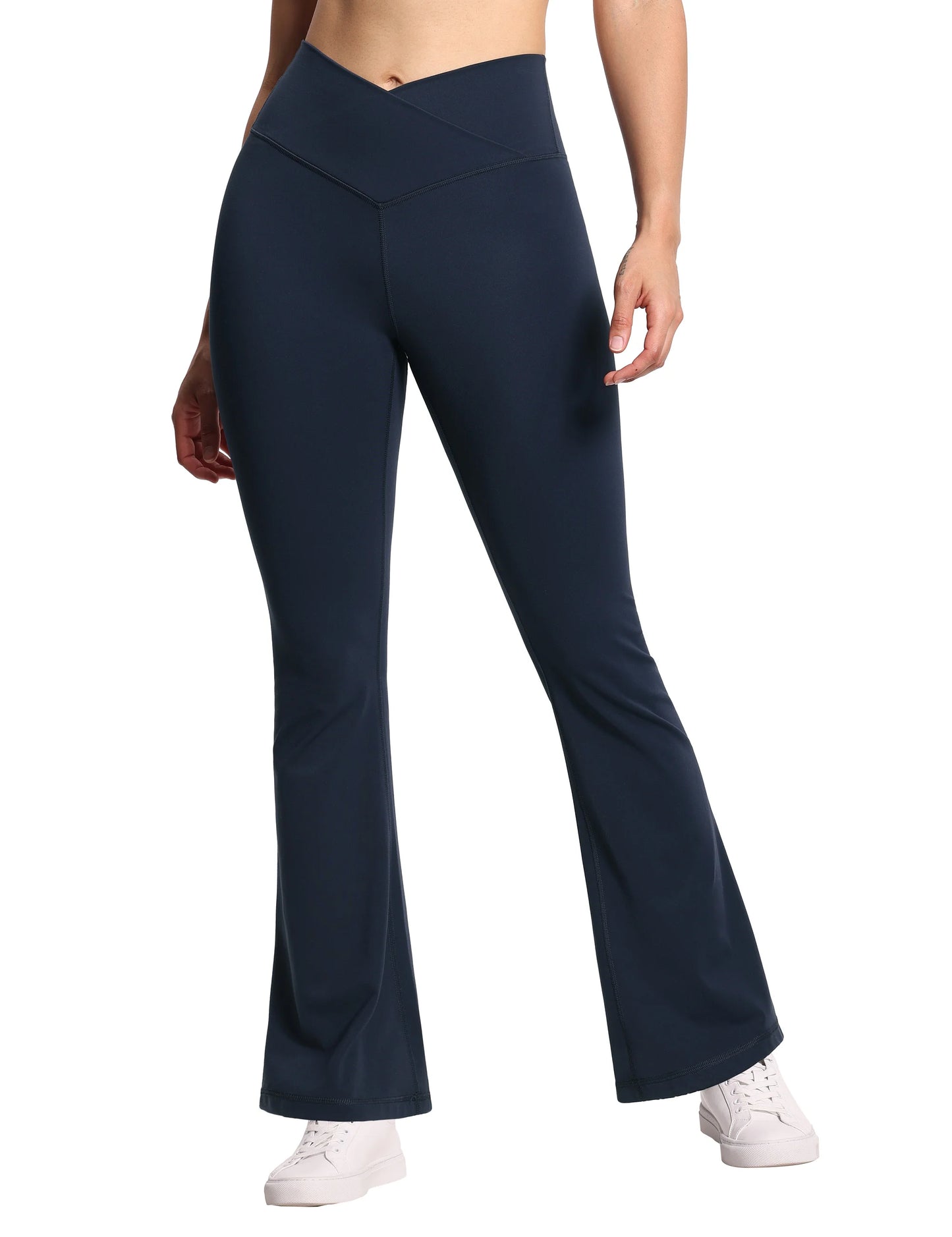 Women's Crossover High Waist Flare Leggings | Bootcut Yoga Pants with Tummy Control