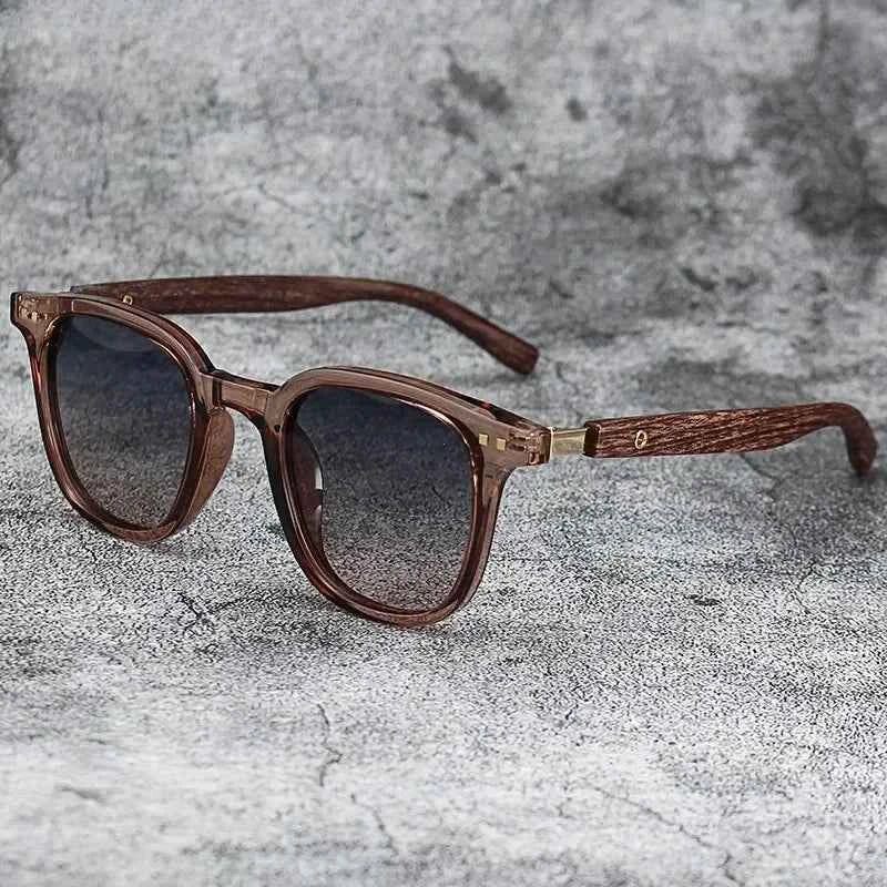 Sunglasses for Men Women Trendy Retro Wood Grain Polarized UV Protection Eyewear Cycling Outdoor Street Photography Sunglasses