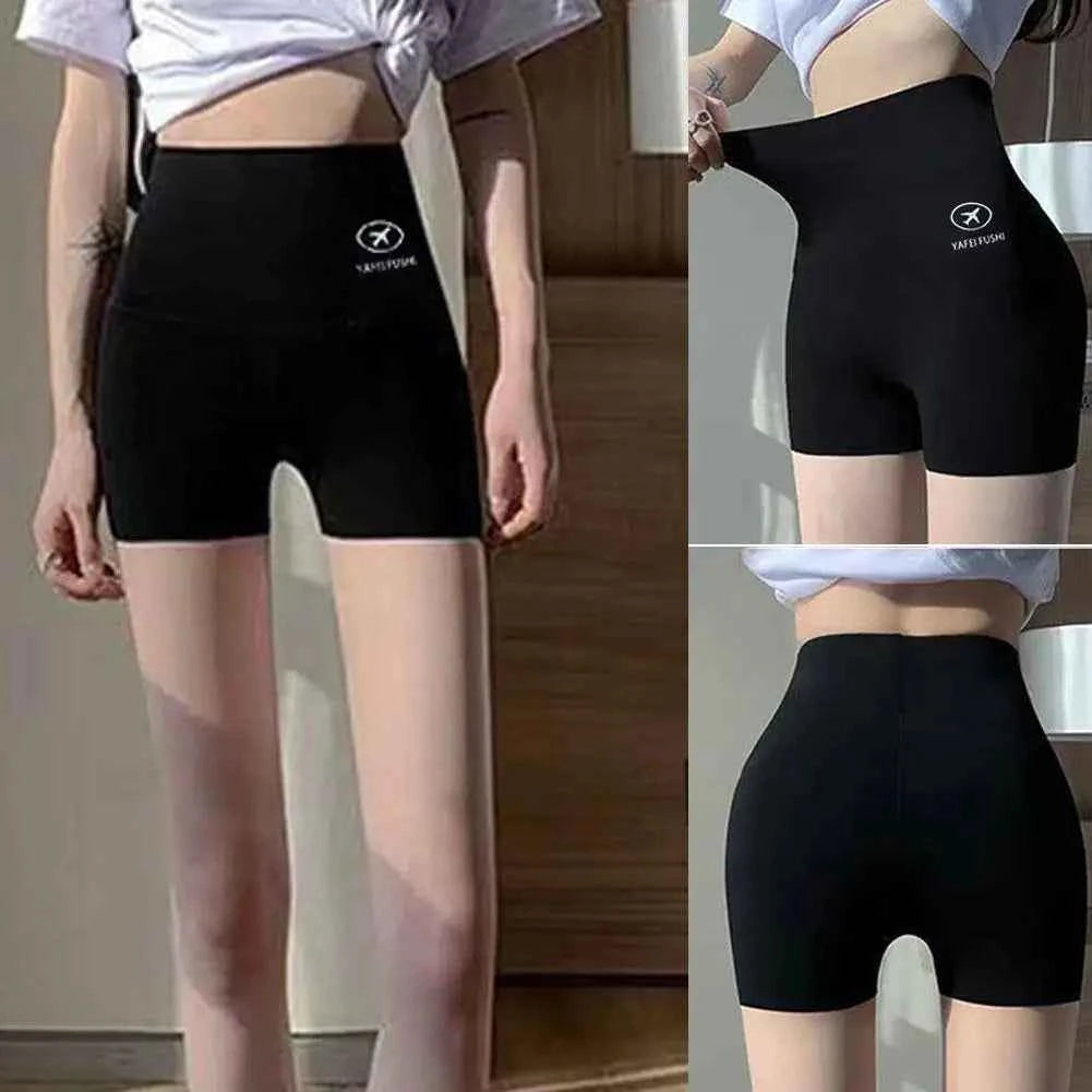 Women's High-Waist Yoga Shorts – Anti-Exposure Ice Silk Gym & Fitness Shorts (M-XL)