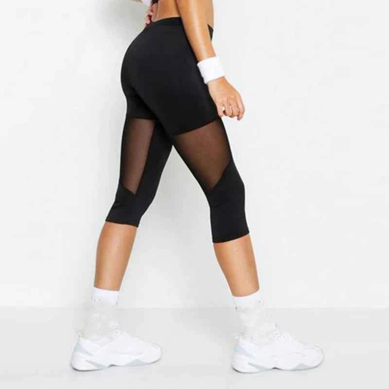 2024 New Mesh Patchwork Leggings Women's Black Jeggings Legins Women Leggins Female Elastic Pant Capri Women Fitness Leggings