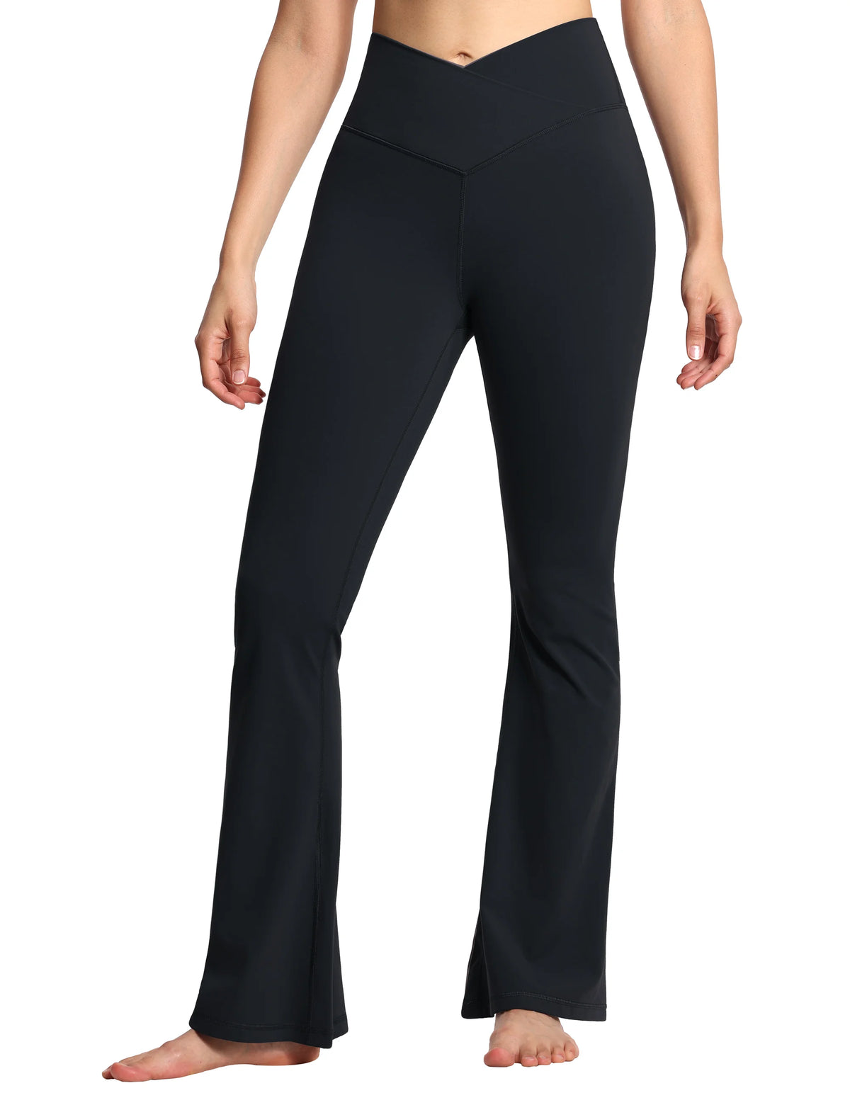 Women's Crossover High Waist Flare Leggings | Bootcut Yoga Pants with Tummy Control