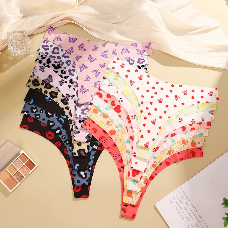 FINETOO 15-Pack Women's Seamless Thongs – Ice Silk, Low Rise G-String Underwear