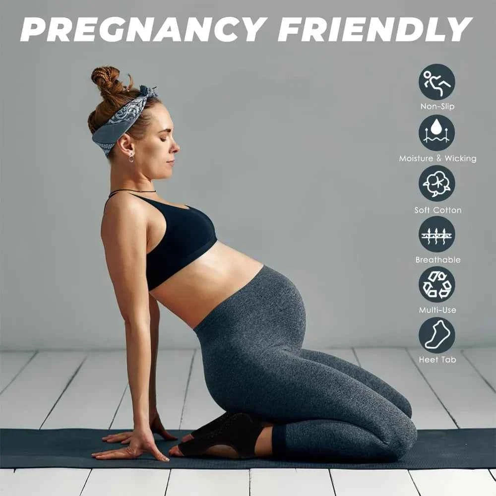 Yoga Socks for Women Non-Slip, Toeless Grippy Pilates Workout Socks, Breathable Dance Fitness Socks with Grip Bottom