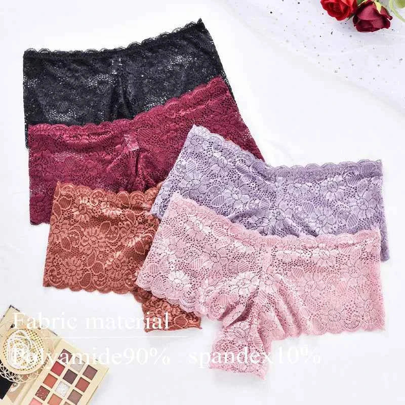 Sexy Lace Mid Rise Breathable Panties Summer Comfort Women Lingerie Elastic Comfortable Underwear Solid Color Casual Home Briefs