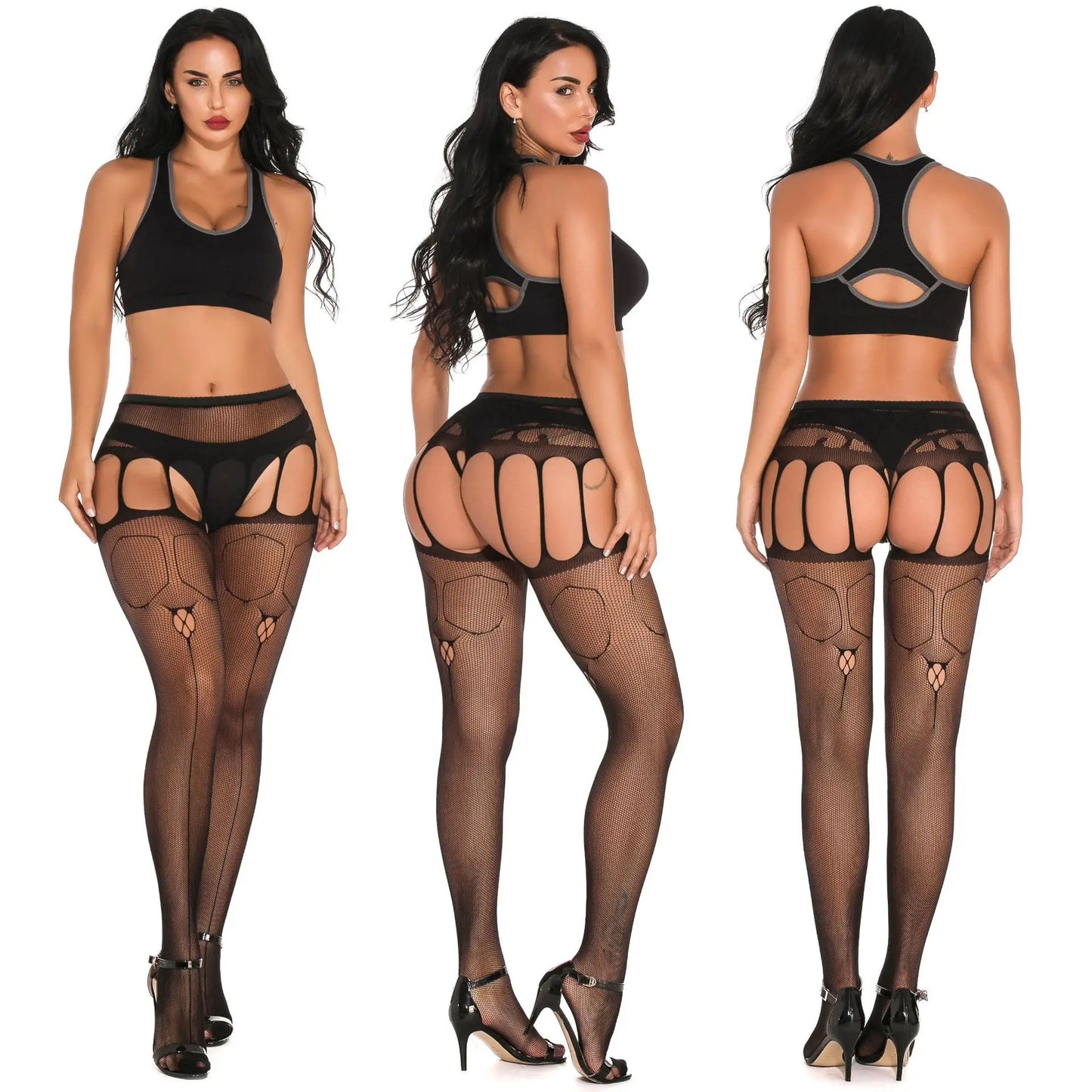 Plus Size Fishnet Pantyhose — Garter Belt Erotic Stockings & Lingerie