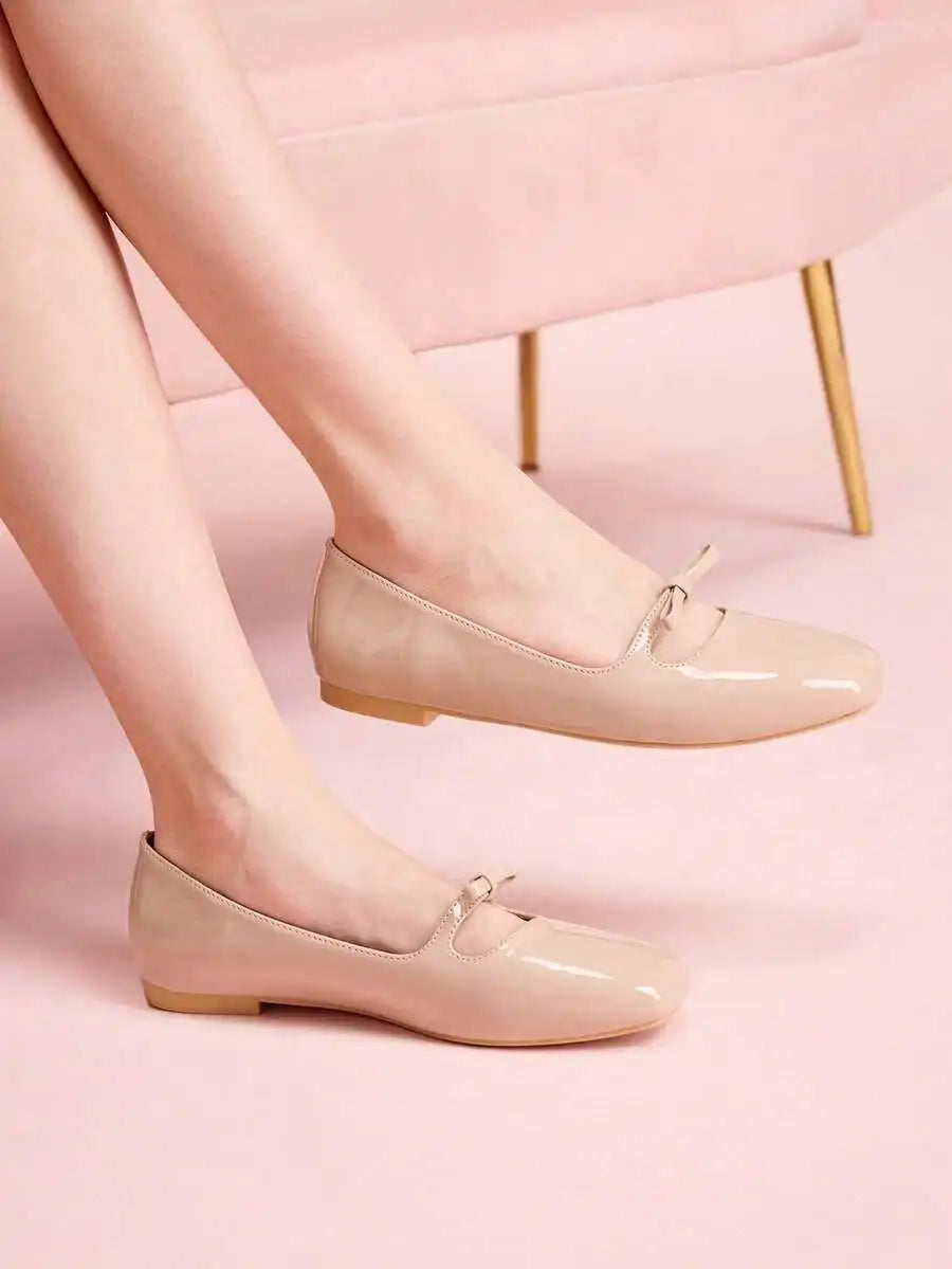 Women's Bow Ballerina Flats – Round Toe Slip-On Mary Jane Shoes for Casual, Commute & Party
