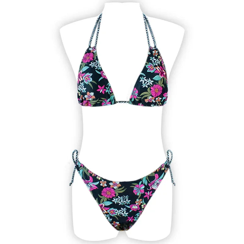 2022 New Swimwear Woman Sexy Push Up Bikini Set Swimsuit Women Print Floral Beachwear Biquini Two Piece Bathing Suit