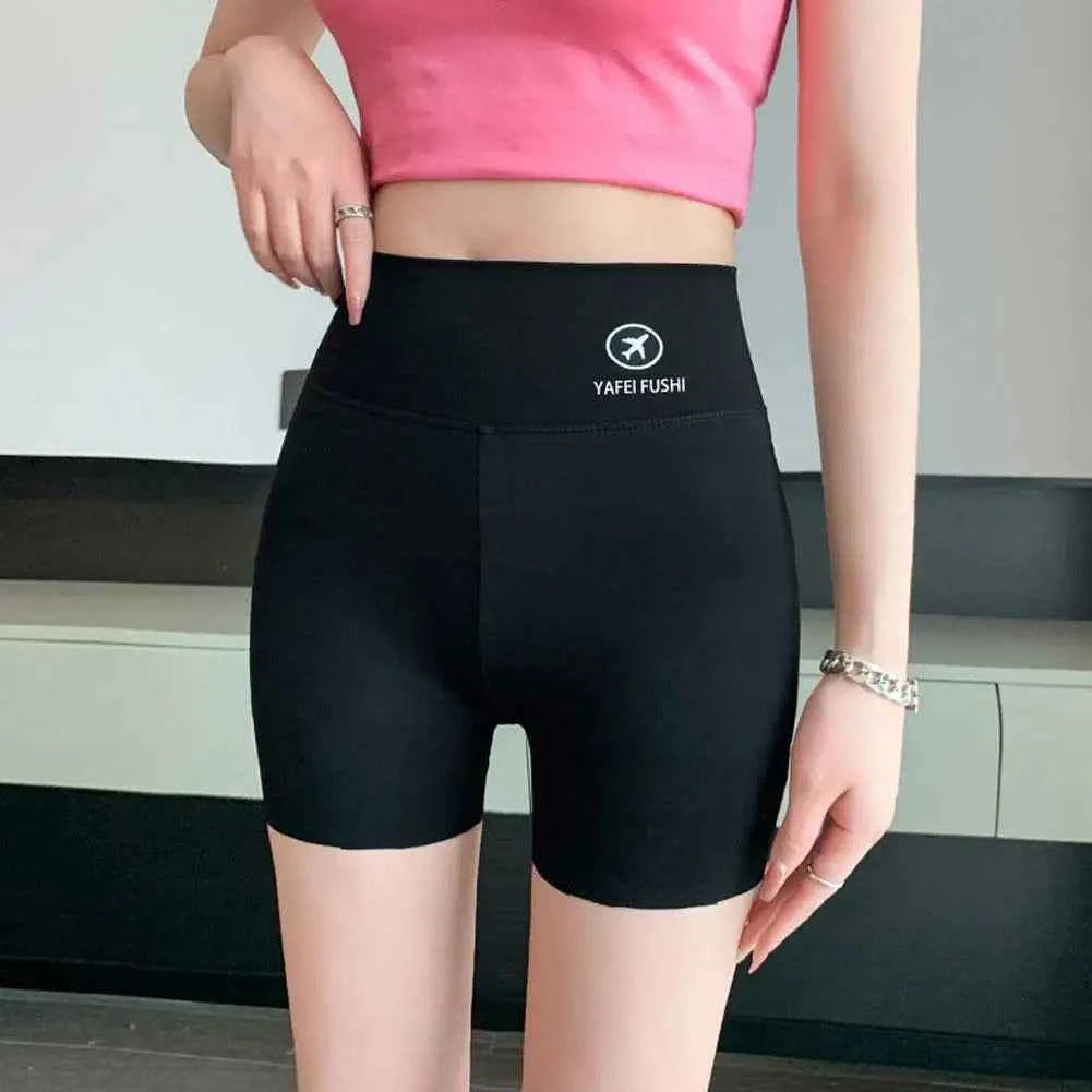 Women's High-Waist Yoga Shorts – Anti-Exposure Ice Silk Gym & Fitness Shorts (M-XL)