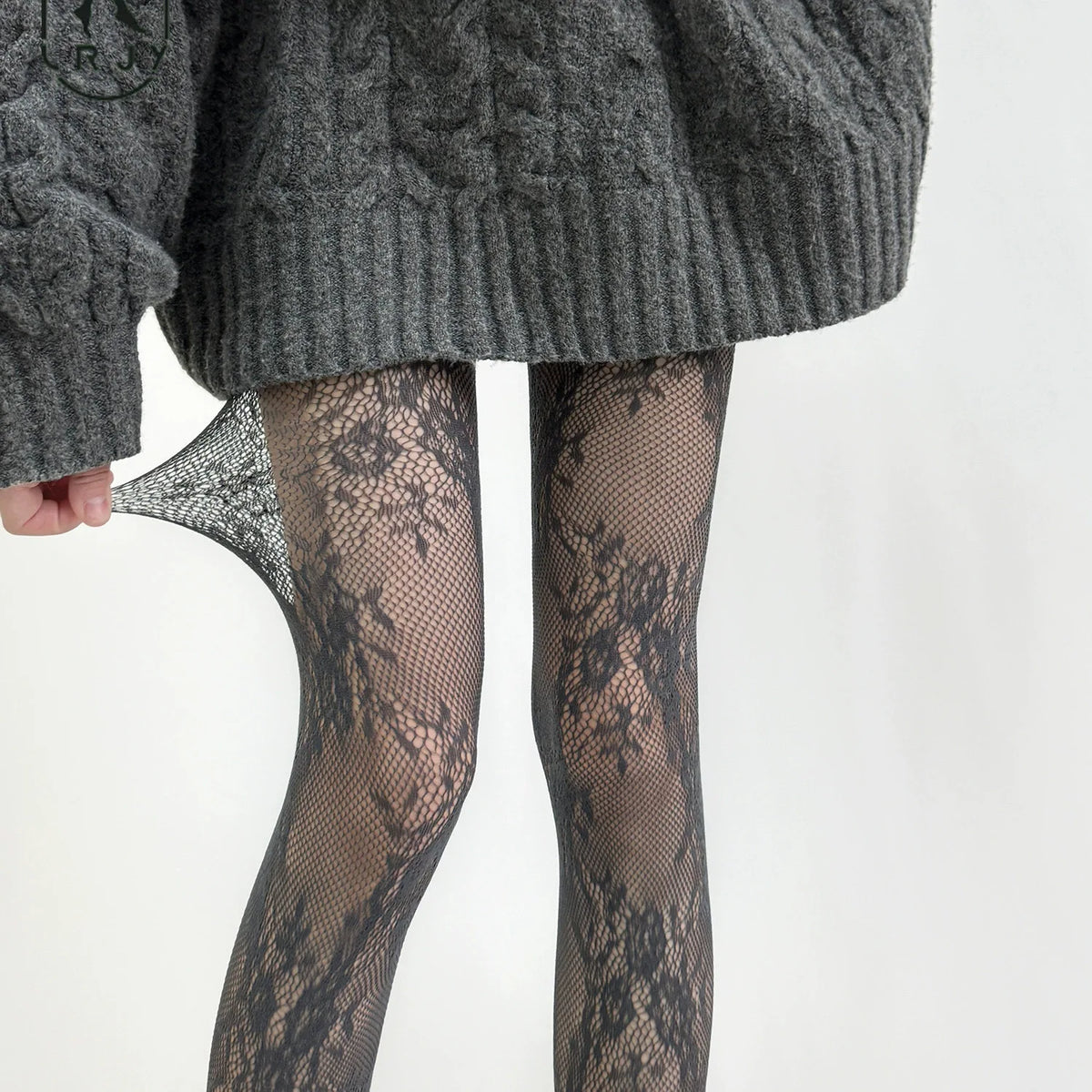 White and Black Lace Hollowed Out Lace Mesh Pantyhose Floral Rattan Bottomed Stockings Spring/Summer Thin Style New