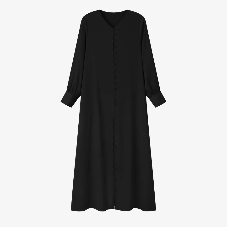 Satin Button Dress — Lightweight Comfortable Dressy Women’s Wear