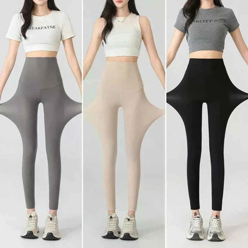 Summer Sunscreen High Waist Leggings Women Silky Ice Cooling 4-Way Stretch Capri Trousers Tummy Control Yoga Pants