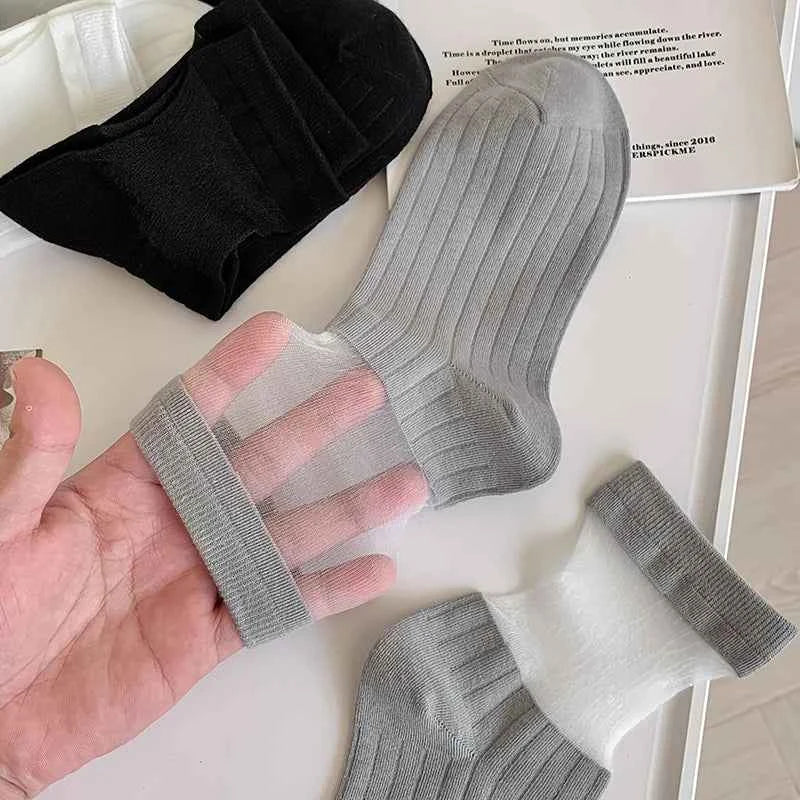 Sheer Crew Socks for Women — Thin, Breathable & Soft in 4 Colours