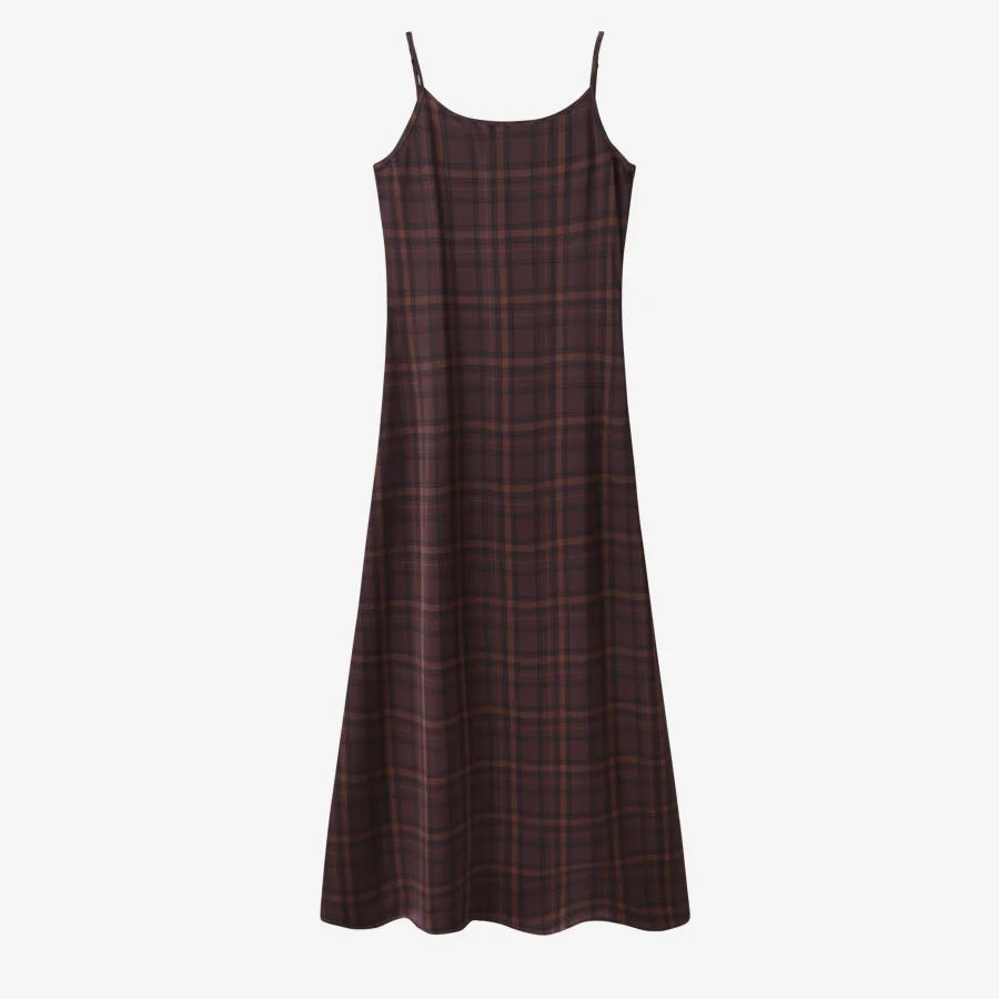 Satin Slip Maxi Dress — Mock Neck Adjustable Floor-Length Dress