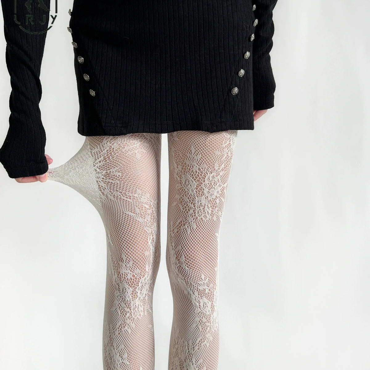 White and Black Lace Hollowed Out Lace Mesh Pantyhose Floral Rattan Bottomed Stockings Spring/Summer Thin Style New