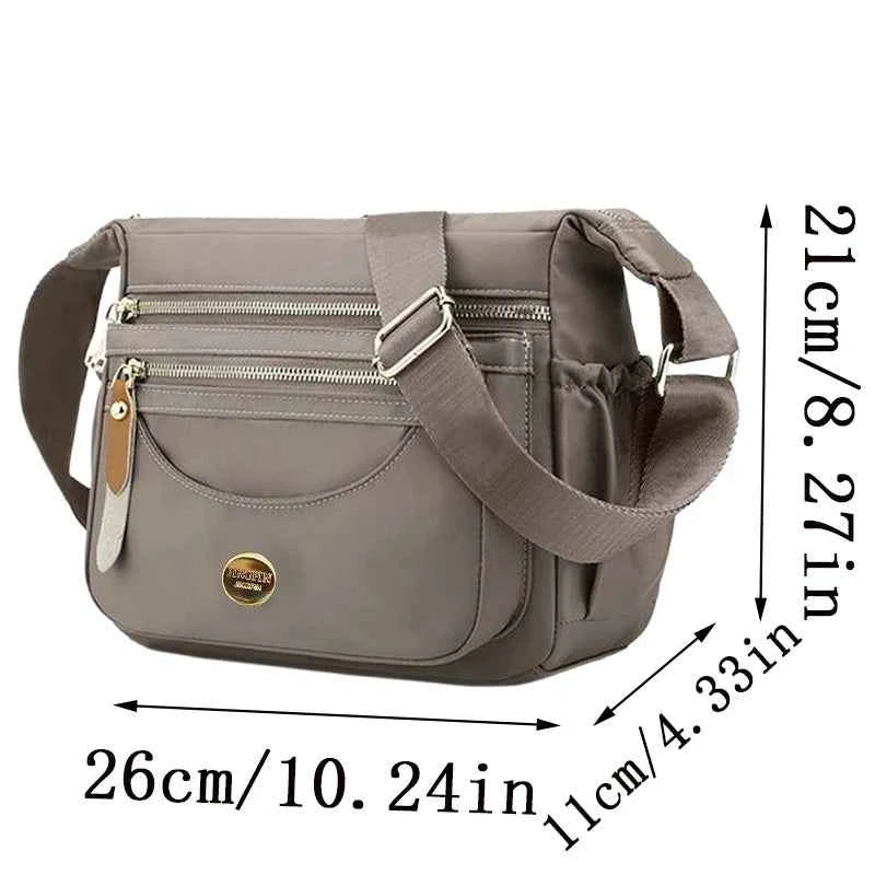 Women's Waterproof Nylon Crossbody Bag | Lightweight Multi-Pocket Shoulder Bag