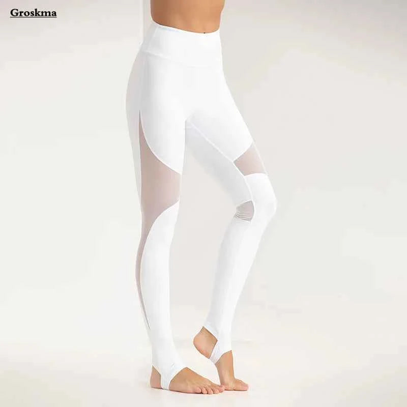 Mesh Patchwork Women Yoga Leggings High Waist Fitness Gym Pants Quick Dry Workout Running Sportswear Tights Deportivo Mujer