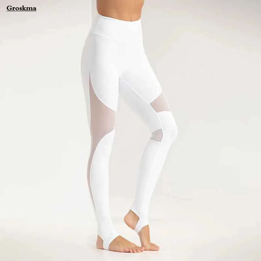 Mesh Patchwork Women Yoga Leggings High Waist Fitness Gym Pants Quick Dry Workout Running Sportswear Tights Deportivo Mujer