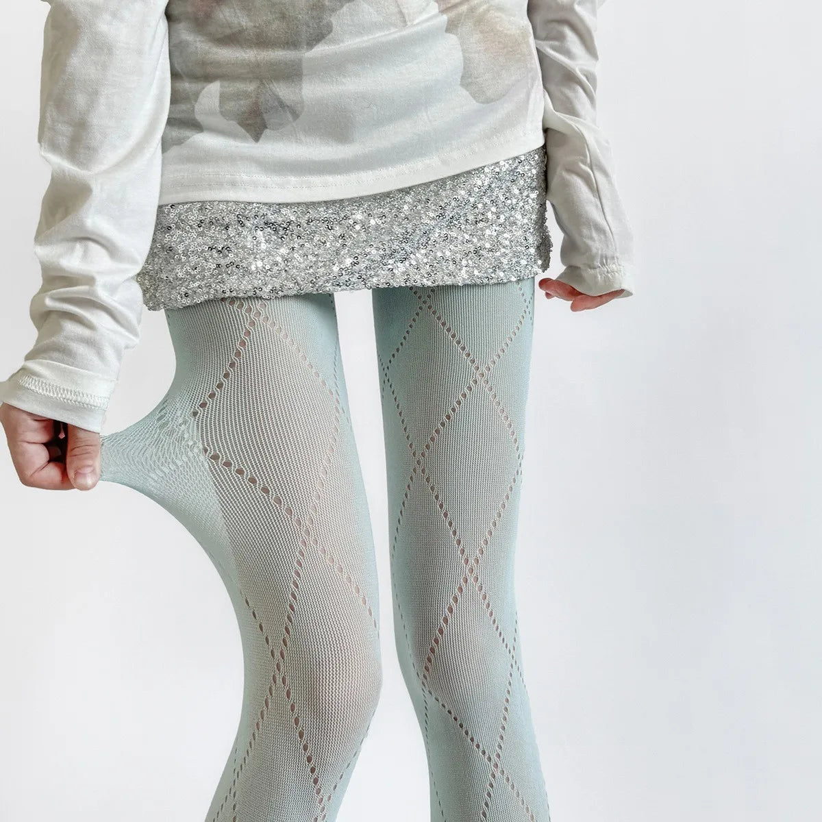 Retro Plaid Fishnet Pantyhose — Hollow Mesh Tights & Lingerie Hosiery