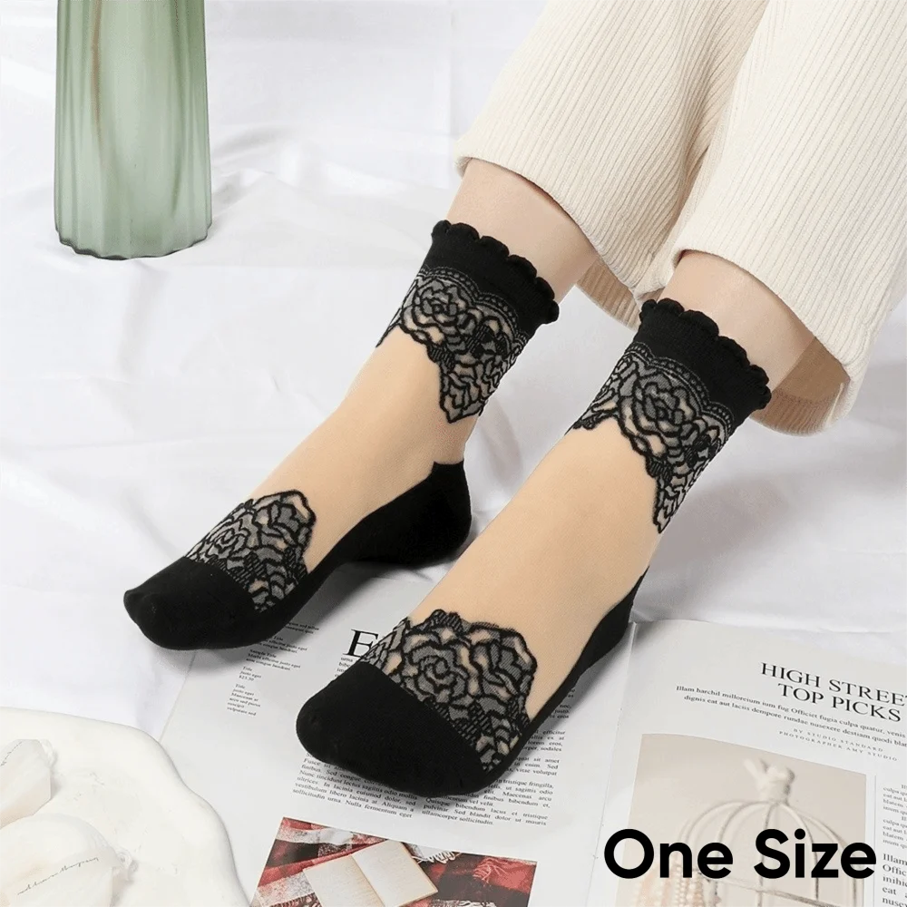 Women's Invisible Lace Socks | Non-Slip Sheer Ruffle No-Show Socks