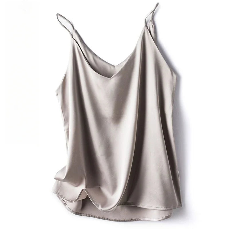 Women's Backless Camisole Crop Top – Solid Colour Sleeveless V-Neck Tank Top