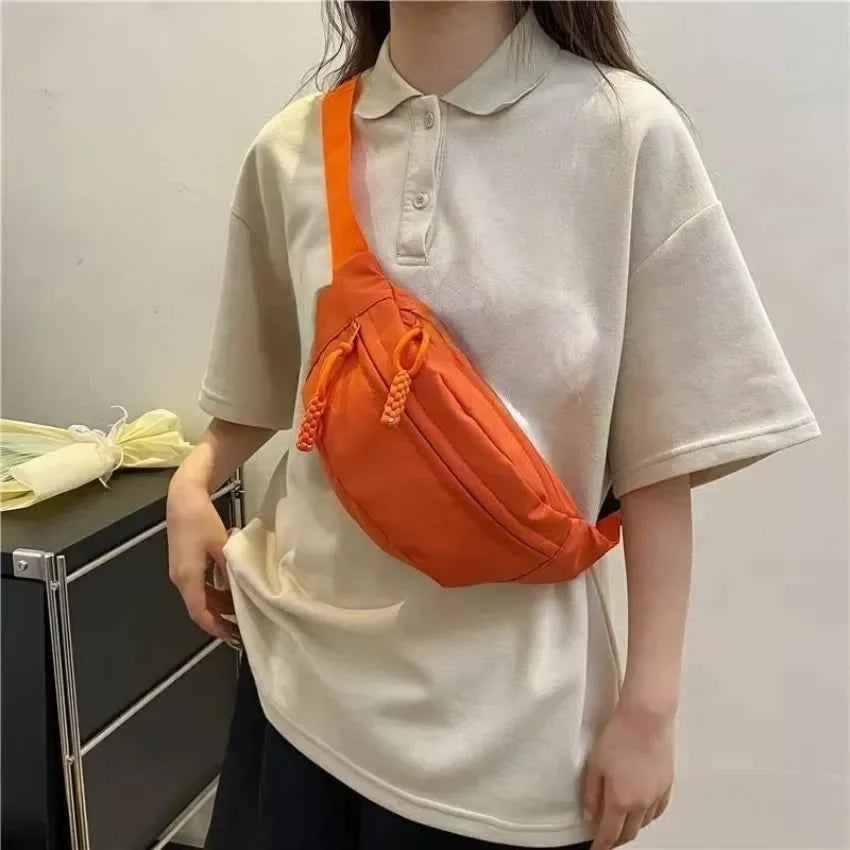 Women's Chest Bag Canvas Crossbody Bag Solid Color Women Sling Waist Pack Versatile Sports Solid Color Waterproof Hiking Bags