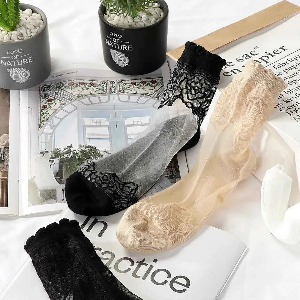 Women's Invisible Lace Socks | Non-Slip Sheer Ruffle No-Show Socks