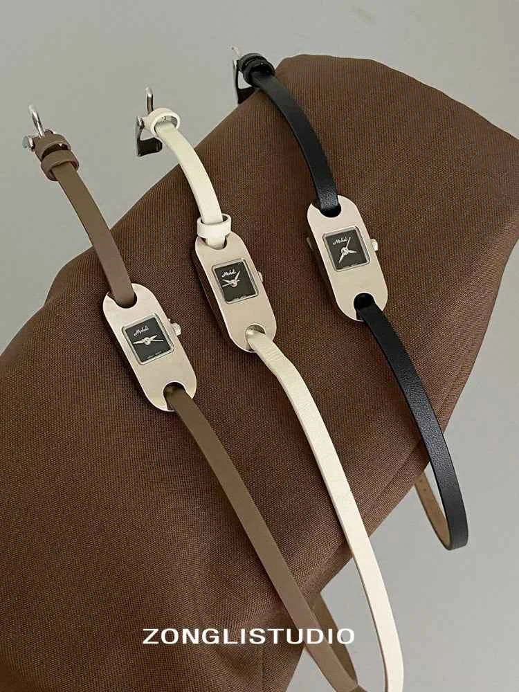 Watches for women twine long strap Watch women vintage leather thin strap waterproof quartz luxury women's watch reloj mujer