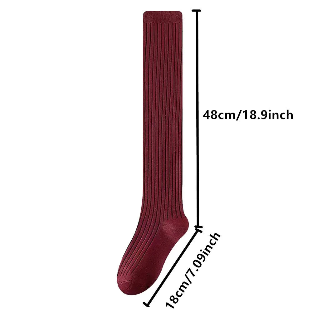 Striped Thigh High Stockings — Warm Soft Cotton Over-Knee Long Socks