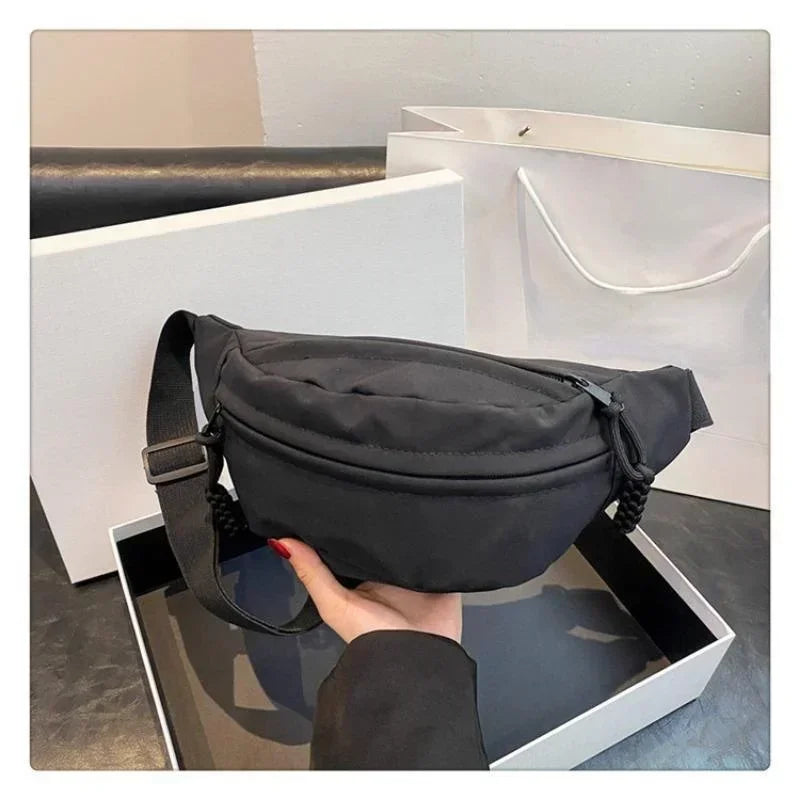 Women's Chest Bag Canvas Crossbody Bag Solid Color Women Sling Waist Pack Versatile Sports Solid Color Waterproof Hiking Bags