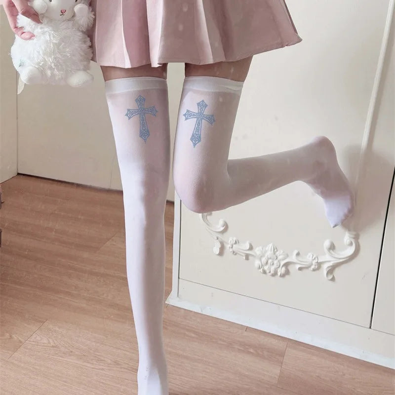 Kawaii Silk Velvet Thigh High Socks — Lolita Japanese Style Stockings