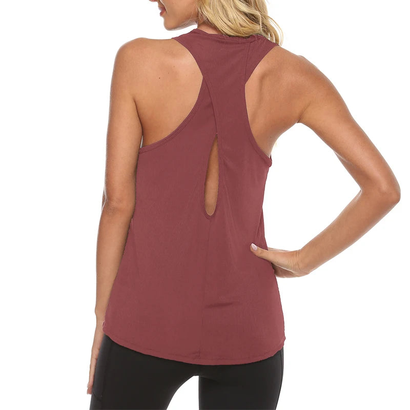 Open Back Yoga Tank Top — Sleeveless Stretch Fitness Vest